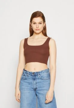 Even&Odd Top - Off White/dark Brown -Mode Kleidung 01e3cc0610c54a3a975afa084b0512af