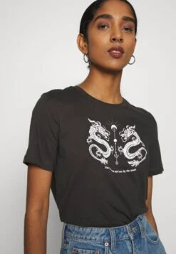 Even&Odd HATTIE MIRRORED DRAGONS TEE - T-Shirt Print - 801 - Anthracite -Mode Kleidung 0bfbbb5a07384f34bb6d0611800c66fc