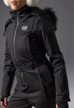 SKI SUIT WITH ADJUSTABLE BELT AND DETACHABLE FUR HOOD - Snowsuit - Black -Mode Kleidung 1cd28ae9fadc47eaaa09d8e690c82451