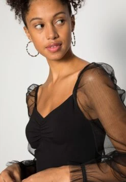 Even&Odd LONG PUFF SLEEVES RUSHING BODYCON DRESS - Cocktailkleid/festliches Kleid - Black -Mode Kleidung 2113c43a644a4d11a7f109a500a5177d