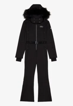SKI SUIT WITH ADJUSTABLE BELT AND DETACHABLE FUR HOOD - Snowsuit - Black -Mode Kleidung 3892cdecdea04729bb50ec81ac7264cb