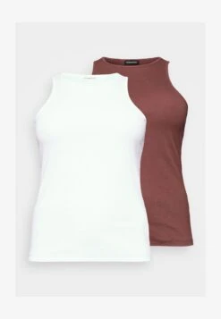2 PACK - Top - White/ Brown -Mode Kleidung 3a2e53a5923244b59043217b4f3c679b
