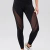 FULL LENGTH HIGH RISE LEGGINGS WITH MESH PANELS - Leggings - Black