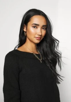 Even&Odd SCHULTERFREI MINI STRICKKLEID - Strickkleid - Black -Mode Kleidung 762514b54e2940cca35f61860480f99e