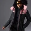 SKI JACKET WITH DETACHABLE FUR HOOD - Ski Jacket - Black/light Pink