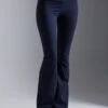 FLARED MID RISE LEGGINGS WITH OVERLAP V-WAISTBAND - Leggings - Dark Blue