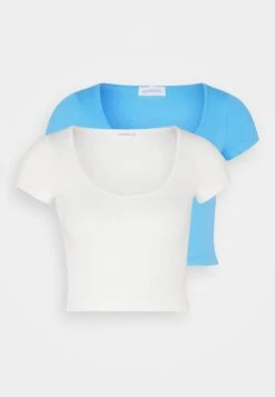 Even&Odd 2 PACK - T-Shirt Basic - White/blue -Mode Kleidung a64b5dda9c2840929039f30965f3482c