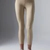 HIGH RISE CROPPED LEGGINGS WITH DRAWCORD - Leggings - Trousers - Beige