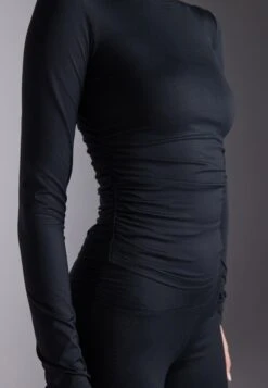LONG SLEEVE TOP WITH SIDE RUCHING - Long Sleeved Top - Black -Mode Kleidung d091bf6c3d0145b5a6fe3e3e8423aa3d