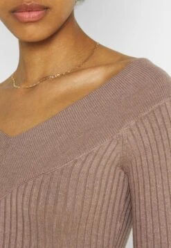 Even&Odd V AUSSCHNITT RIPP MINI STRICKKLEID - Etuikleid - Taupe -Mode Kleidung d67beeabfc8448f3a64c25d3d08cadec