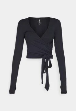 LONG SLEEVE YOGA WRAP TOP - Long Sleeved Top - Black -Mode Kleidung d871118fe2874a5fbf7e3d64d636e326