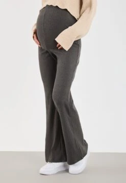 CUT & SEW RIB MATERNITY FLARE LEGGING - Leggings - Dark Grey Melange
