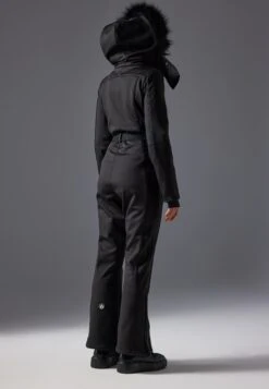 SKI SUIT WITH ADJUSTABLE BELT AND DETACHABLE FUR HOOD - Snowsuit - Black -Mode Kleidung e8b96f18c7d74444b9a4d616d537b3ad