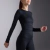 LONG SLEEVE TOP WITH SIDE RUCHING - Long Sleeved Top - Black