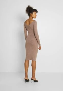 Even&Odd V AUSSCHNITT RIPP MINI STRICKKLEID - Etuikleid - Taupe -Mode Kleidung f973be909d2d4669b216a728c6e180a5